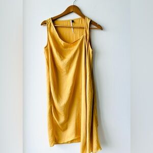 TOPSHOP Dress Gold Silk Mini Sleeveless Drapey Womens 2 Glam Hollywood Party